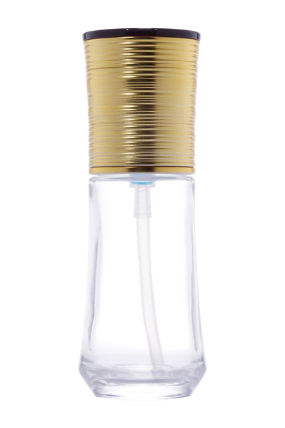 C67 - Imported Empty Premium Clear Glass Bottles with Lotion Pump & Gold Ribbed Cap - Rentra S.P.A™