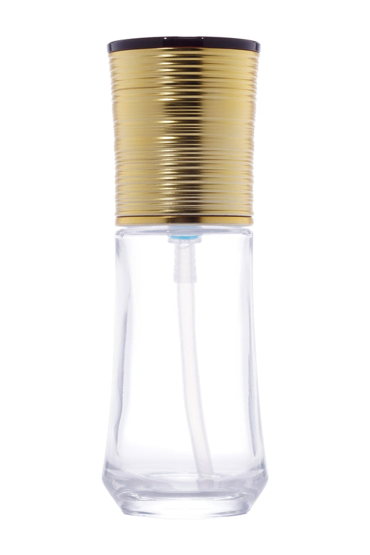 C67 - Imported Empty Premium Clear Glass Bottles with Lotion Pump & Gold Ribbed Cap - Rentra S.P.A™