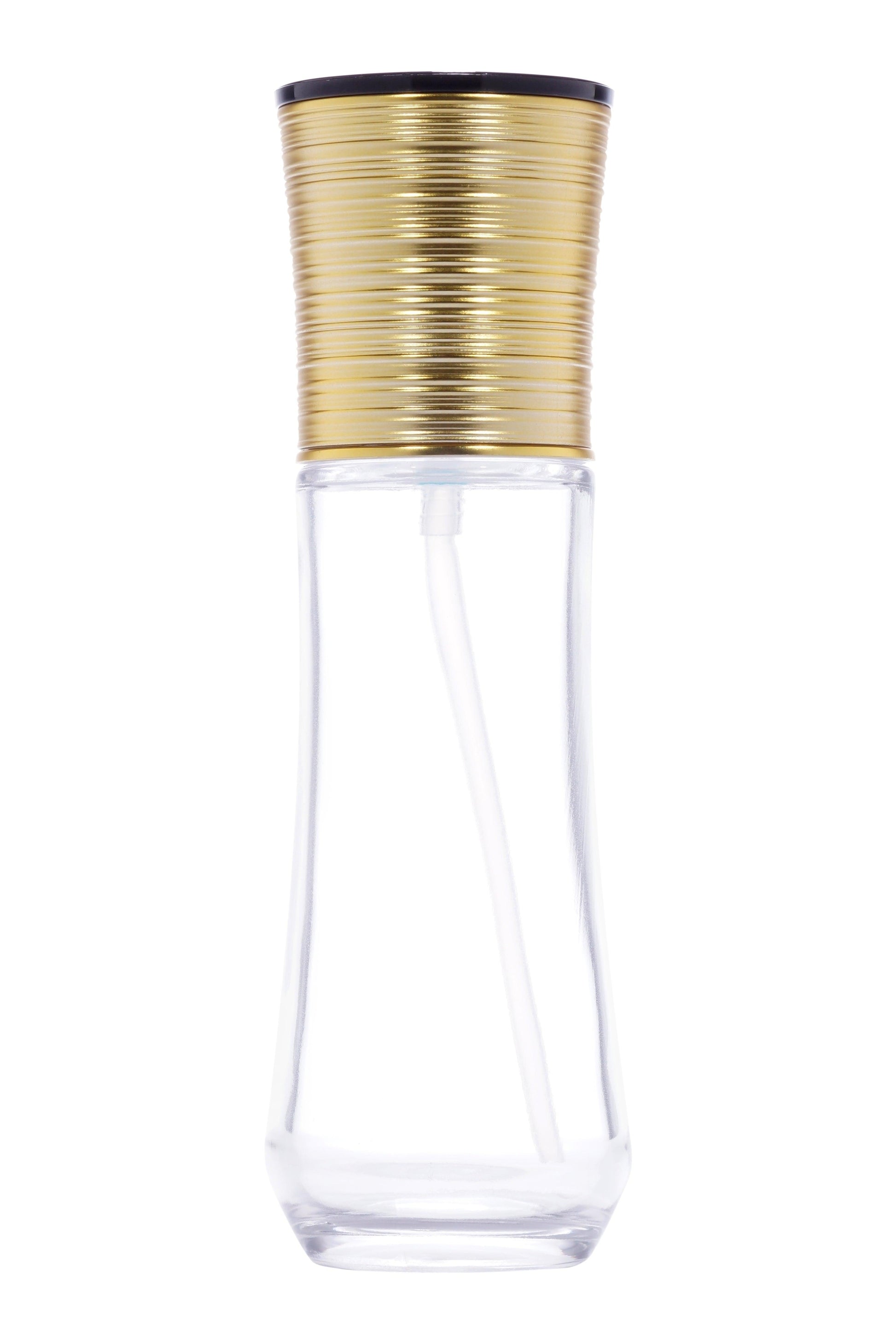 C67 - Imported Empty Premium Clear Glass Bottles with Lotion Pump & Gold Ribbed Cap - Rentra S.P.A™