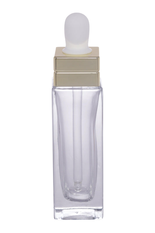 C51 - Imported Empty Premium Clear Square Glass Bottles - Dropper & Lotion Options - Rentra S.P.A™