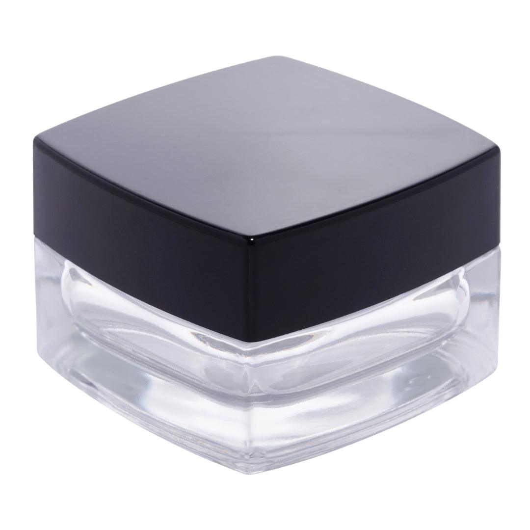 C01 - Imported Empty Premium Sleek Square Glass Jars with Black Lid