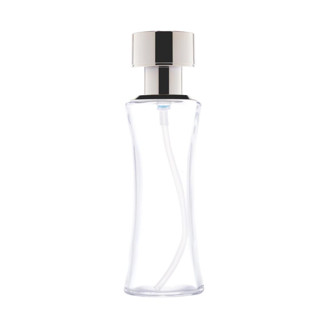 C10 - Imported Premium Hourglass Glass Bottles with Lotion Pump for Luxury Skincare