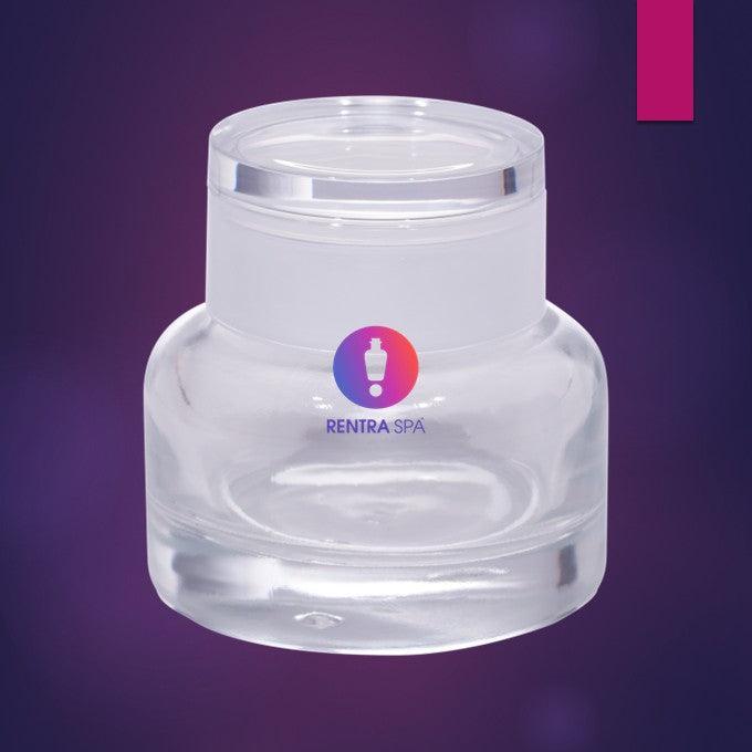 C22 - Imported Empty Premium Round Clear Glass Jars with Fancy Double Toned Lid & Wad