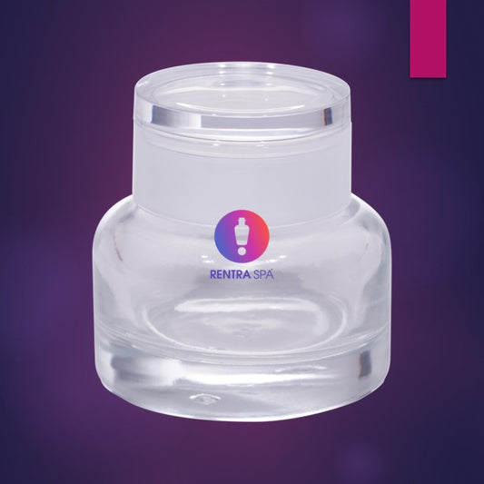 C22 - Imported Empty Premium Round Clear Glass Jars with Fancy Double Toned Lid & Wad