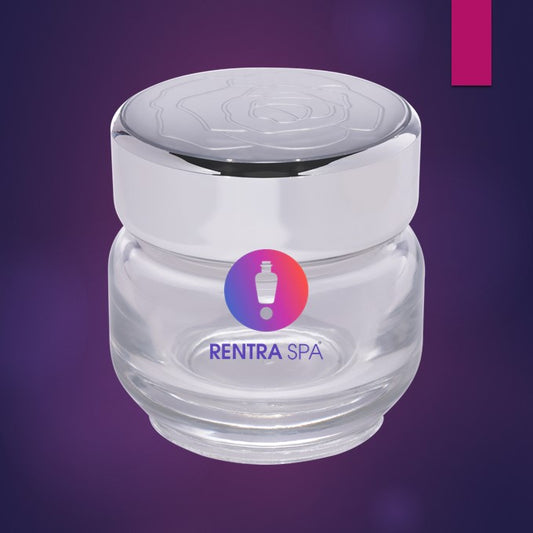C60 - Elegant Rose Embossed Silver Lid 50g Glass Jars - Premium Packaging for Luxury Skincare Products