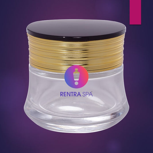 C67 - Imported Empty Premium Clear Glass Jars with Gold Ribbed Lid & Wad