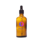 Amber glass dropper bottle with black cap for cosmetic packaging, white background