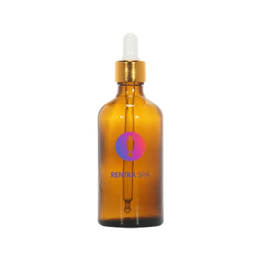 Amber glass dropper bottle with gold cap for cosmetic packaging
