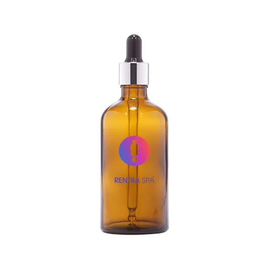Amber glass dropper bottle with silver cap for cosmetic skincare packaging