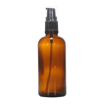 18mm Imported Empty 100ml Round Amber Glass Lotion Bottle + Plastic Pump + Cap - Rentra S.P.A™