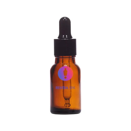 Amber glass dropper bottle with black cap for cosmetic packaging