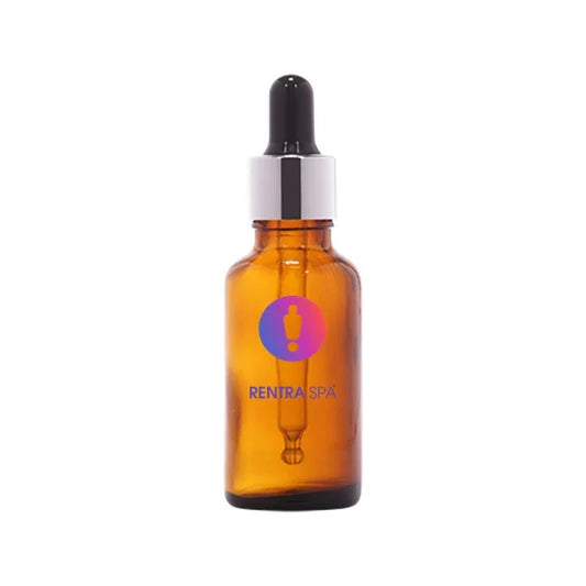 Amber glass dropper bottle with silver cap for cosmetic skincare packaging