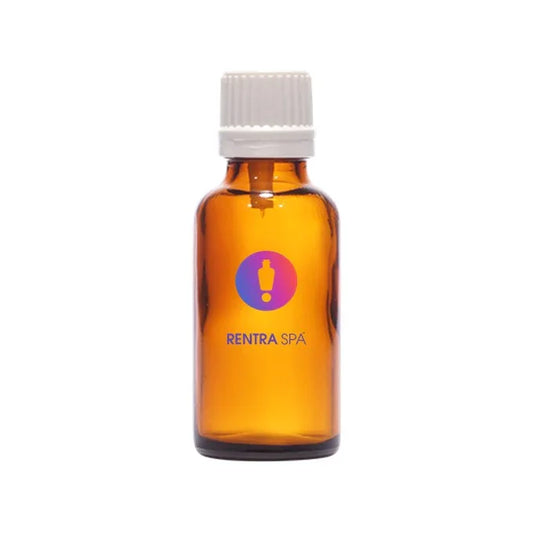 Amber glass cosmetic bottle with white screw cap, ideal for skincare or essential oils packaging