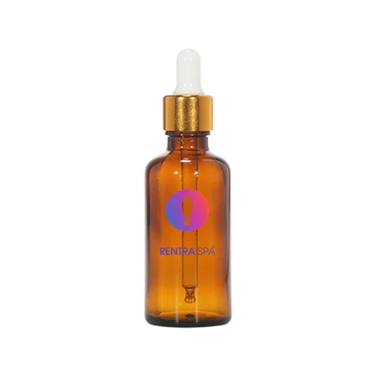Amber glass dropper bottle with gold cap for cosmetic packaging