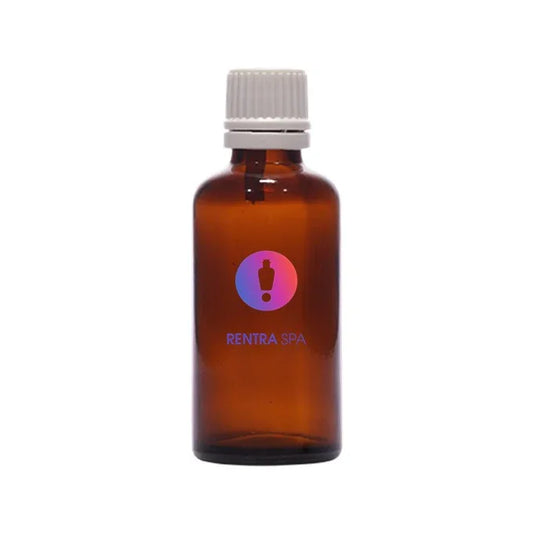 Amber glass cosmetic bottle with white cap for skincare packaging