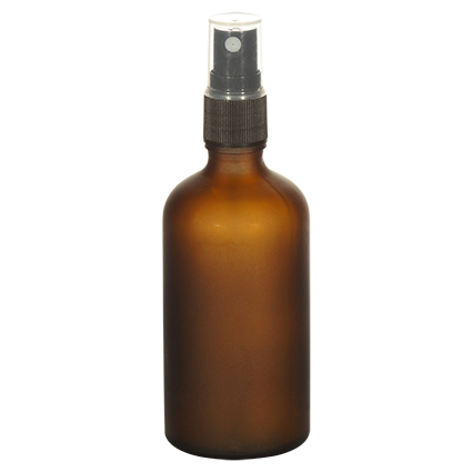 100ml Frosted Amber Glass Bottle with Spray Pump