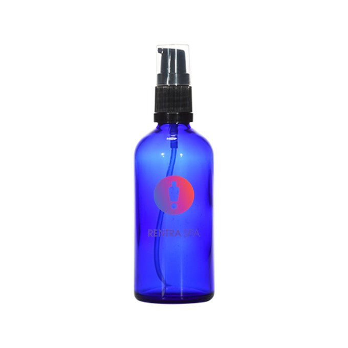 100ml Blue Glass Lotion Bottle + Plastic Pump + Cap