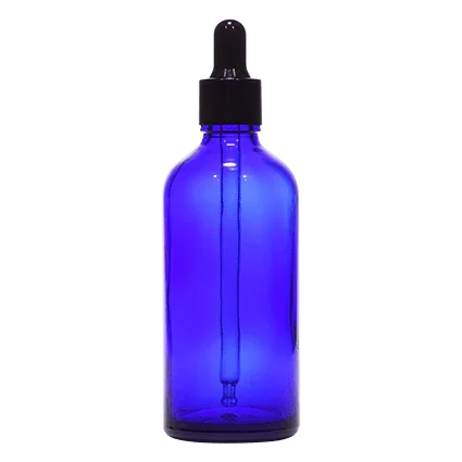 100ml blue glass dropper bottle for cosmetic serum packaging