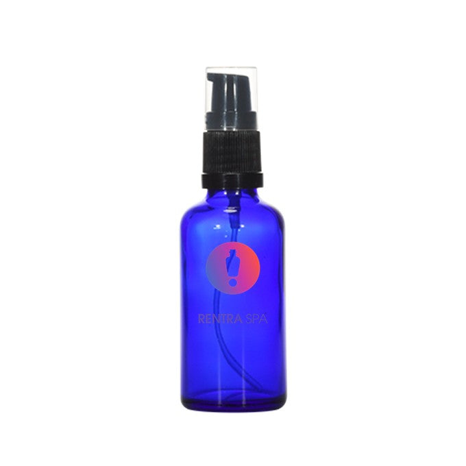 50ml Blue Glass Lotion Bottles with Pump + Cap