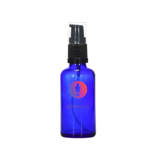 50ml Blue Glass Lotion Bottles with Pump + Cap