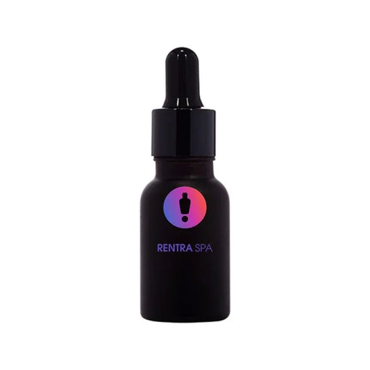Black glass dropper bottle for cosmetics with colorful logo and pipette cap