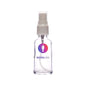Clear cosmetic glass spray bottle with white pump and RentrA SPA logo, ideal for packaging.