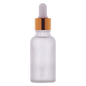 Frosted glass dropper bottle with gold collar for cosmetic packaging
