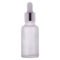 Frosted glass dropper bottle with silver cap, ideal for cosmetic serum packaging