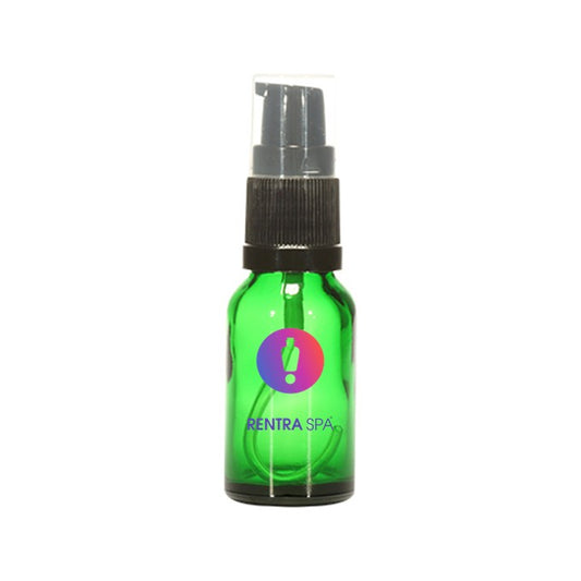 18mm Imported Empty 15ml Round Green Glass Lotion Bottle + Plastic Pump + Cap