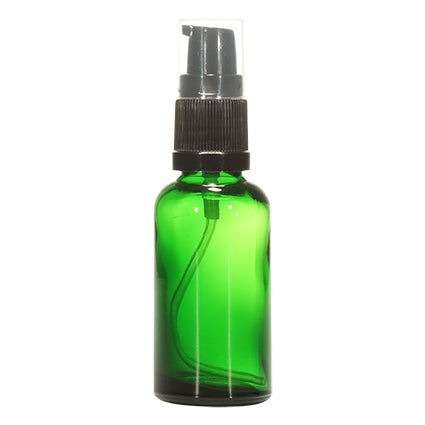 18mm Imported Empty 30ml Round Green Glass Lotion Bottle + Plastic Pump + Cap