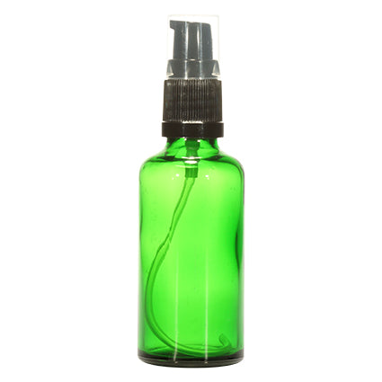 18mm Imported Empty 50ml Round Green Glass Lotion Bottle + Plastic Pump + Cap