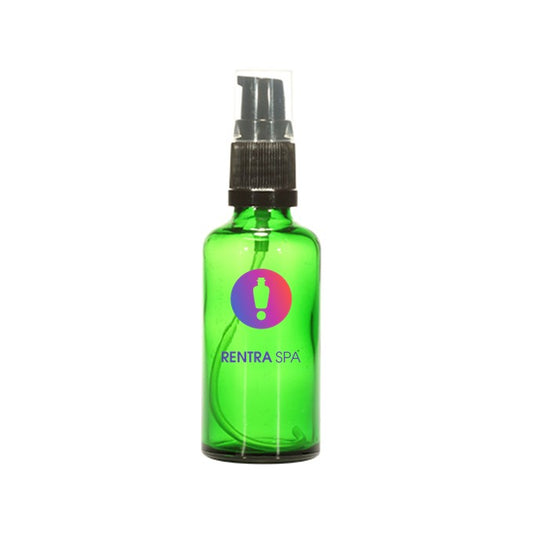 50ml Green Glass Lotion Bottles with Pump + Cap