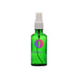 Green glass spray bottle with white pump, suitable for cosmetic packaging
