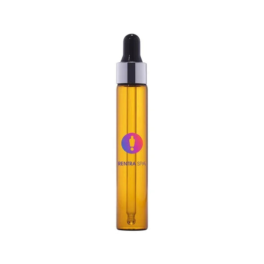 Amber glass dropper bottle for cosmetic packaging with black rubber top