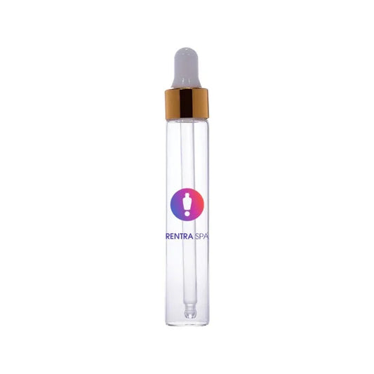 Clear glass dropper bottle with gold cap for cosmetic packaging