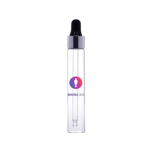 Clear cosmetic glass dropper bottle with black cap for skincare packaging