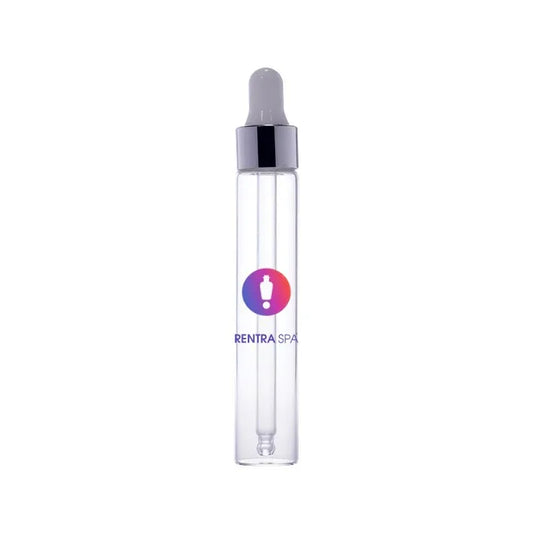 Clear glass dropper bottle with silver cap for cosmetic packaging