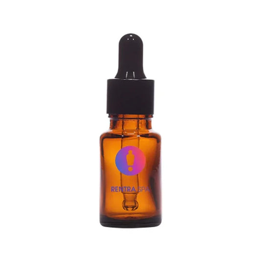 Amber glass dropper bottle with black cap, ideal for cosmetic packaging