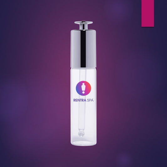 Imported Empty Clear 30ml Premium Glass Glossy Silver Press Button Dropper Bottle