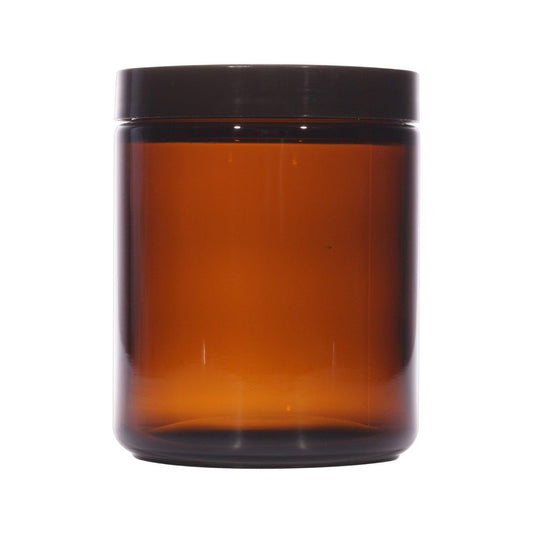 Imported Empty 200g Amber Glass Jars with Black Lid