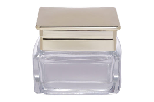 C51 - Imported Empty Premium Clear Square Glass Jars with Lid & Wad - Rentra S.P.A™