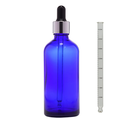 18mm Imported Empty 100ml Round Cobalt Blue Glass Bottle + Calibrated Glass Dropper