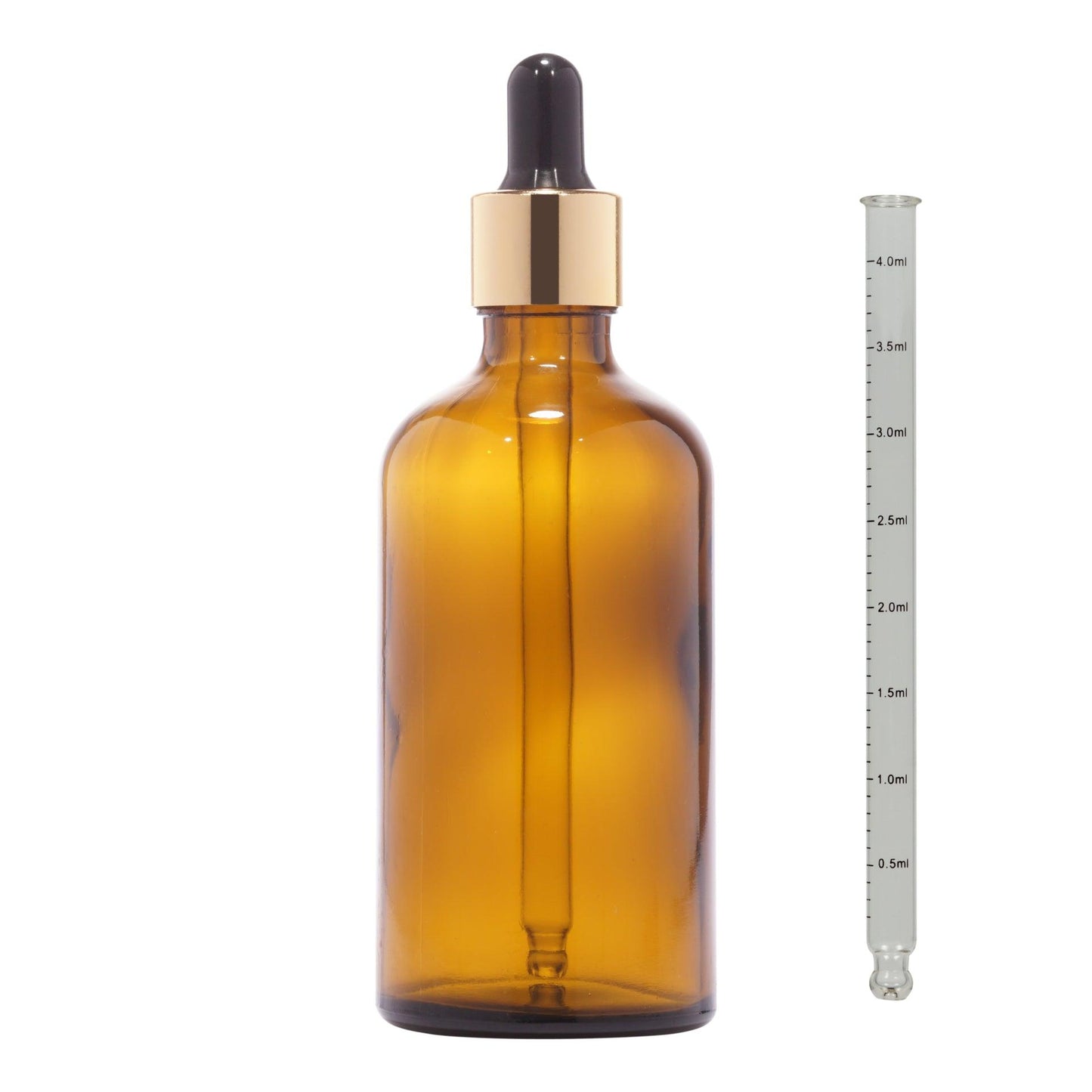 18mm Imported Empty 100ml Round Amber Glass Bottle + Calibrated Glass Dropper