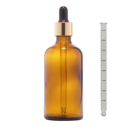 18mm Imported Empty 100ml Round Amber Glass Bottle + Calibrated Glass Dropper