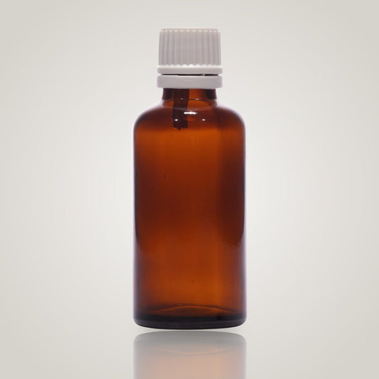 50ml amber glass essential oil bottle with white dropper