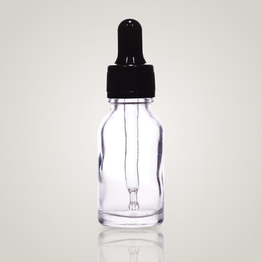 15ml clear glass dropper bottle with black dropper