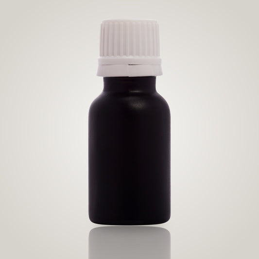 15ml black glass essential oil bottle with white dropper