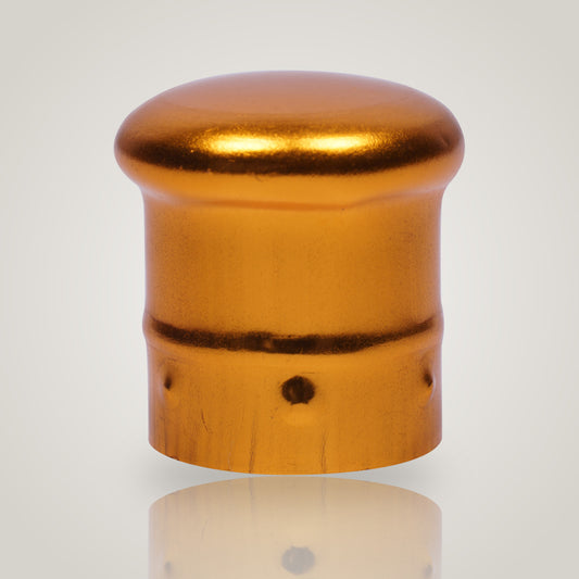 18mm mushroom-finish metal full cap for euro dropper bottles