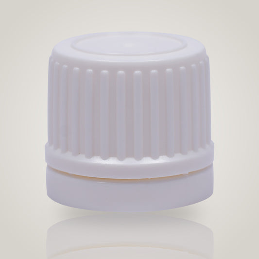 18mm white plastic tamper-proof cap, type 2, for euro dropper bottles