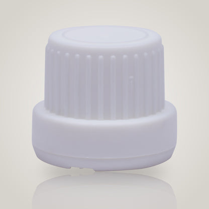 18mm white plastic tamper-proof cap, type 1, for euro dropper bottles